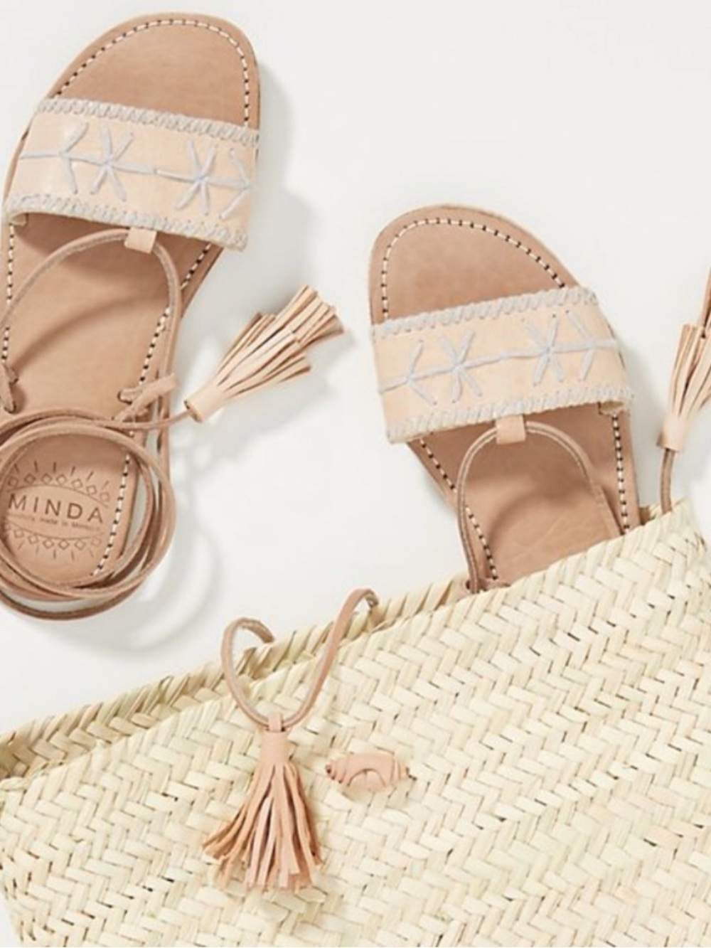 Anthropologie Minda Tie Embroidered Sandals EU 38 / 7.5